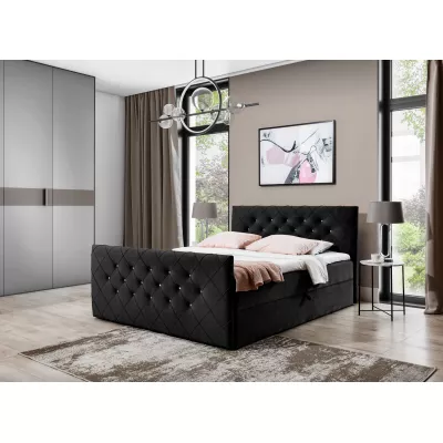 Boxspringová postel LENKA - 140x200, černá + topper ZDARMA