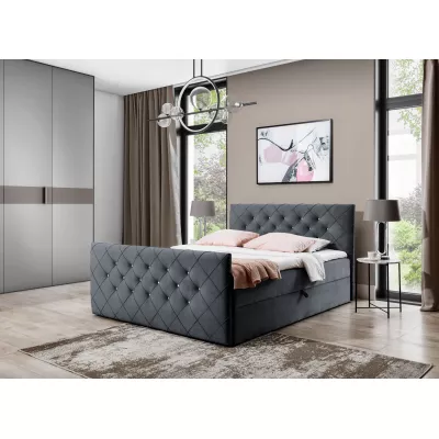 Boxspringová postel LENKA - 160x200, šedá + topper ZDARMA