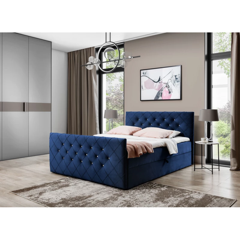Boxspringová postel LENKA - 180x200, modrá + topper ZDARMA