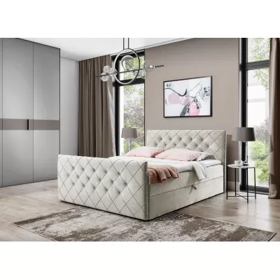 Boxspringová postel LENKA - 200x200, béžová + topper ZDARMA