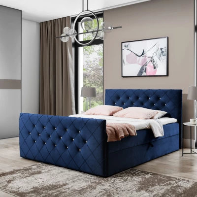 Boxspringová postel LENKA - 200x200, modrá + topper ZDARMA