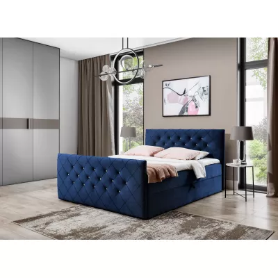 Boxspringová postel LENKA - 200x200, modrá + topper ZDARMA
