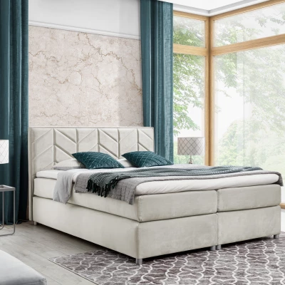 Čalouněná postel GALINA - 140x200, béžová + topper ZDARMA