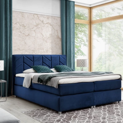 Čalouněná postel GALINA - 140x200, modrá + topper ZDARMA
