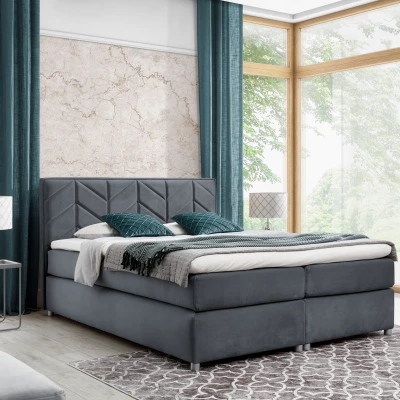 Čalouněná postel GALINA - 160x200, šedá + topper ZDARMA