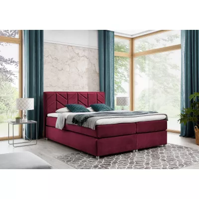 Čalouněná postel GALINA - 200x200, bordová + topper ZDARMA