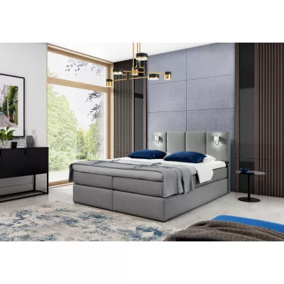 Boxspringová postel s lampami DANUTA - 120x200, šedá + topper ZDARMA