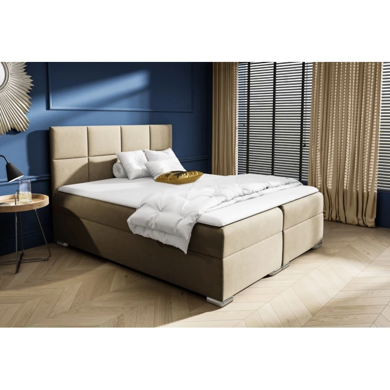Čalouněná postel AUGUSTINA - 200x200, béžová + topper ZDARMA