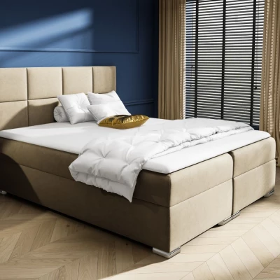 Čalouněná postel AUGUSTINA - 120x200, béžová + topper ZDARMA