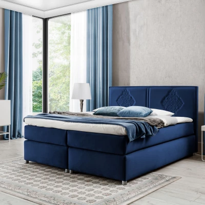 Boxspringová postel AUGUSTA - 180x200, modrá + topper ZDARMA