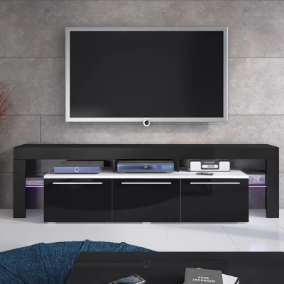 Televizní stolek BENITO - bílý / černý lesk