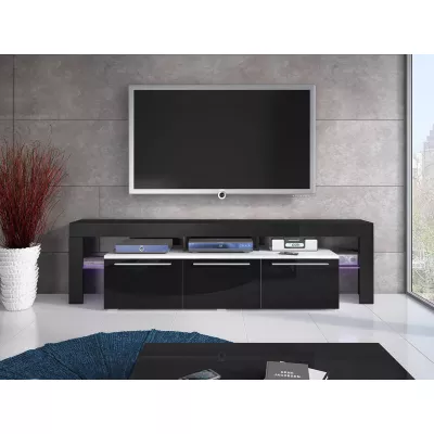 Televizní stolek BENITO - bílý / černý lesk