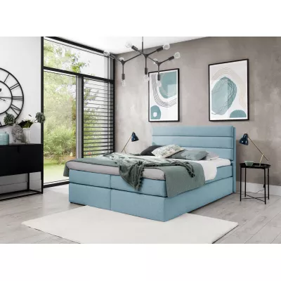 Kontinentální postel ADRIENA - 200x200, světle modrá + topper ZDARMA