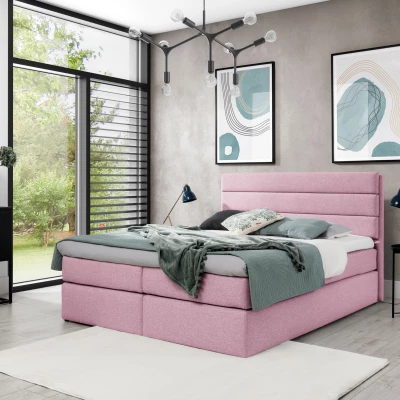 Kontinentální postel ADRIENA - 200x200, růžová + topper ZDARMA