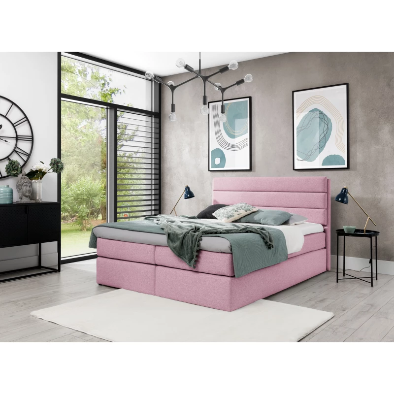 Kontinentální postel ADRIENA - 200x200, růžová + topper ZDARMA
