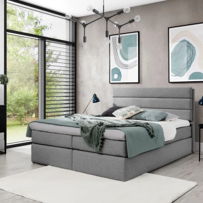 Kontinentální postel ADRIENA - 120x200, šedá + topper ZDARMA