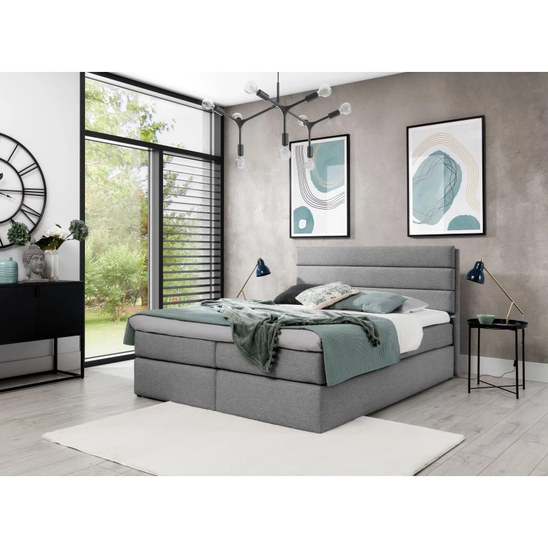 Kontinentální postel ADRIENA - 140x200, šedá + topper ZDARMA