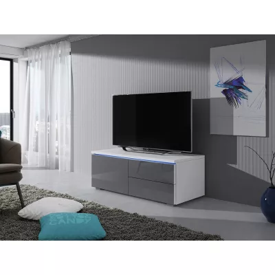 Stolek pod televizi DESANA 1L - šířka 100 cm, bílý / šedý