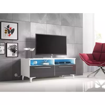 Televizní stolek na nožičkách LANDA - bílý / šedý