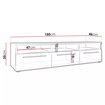 Televizní stolek BADI - bílý / černý