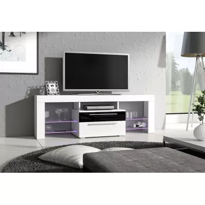 Televizní stolek HORD - bílý / černý lesk