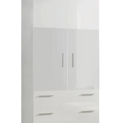 Dvoudveřová skříň s šuplíky RYBAR - šířka 80 cm, bílá / bílý lesk