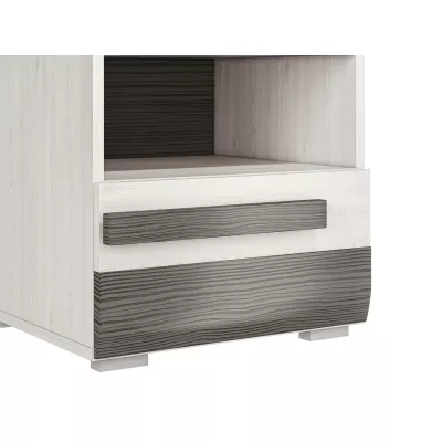 Noční stolek ILKO - bílá borovice / new grey