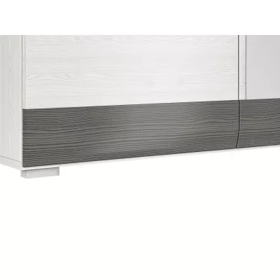 Šatní skříň se zrcadlem ILKO - šířka 183 cm, bílá borovice / new grey