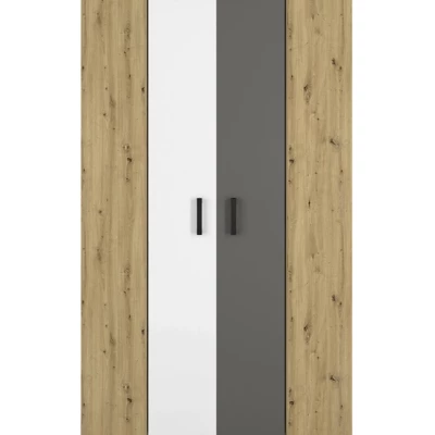 Rohová skříň KARIS - šířka 82 cm, bílá / antracit / dub artisan