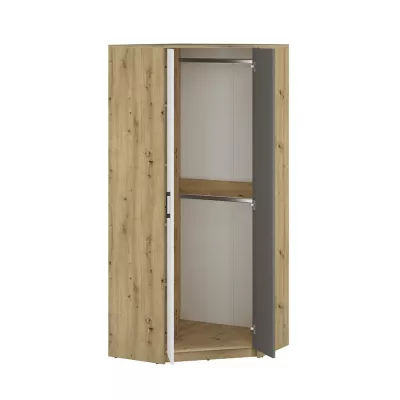 Rohová skříň KARIS - šířka 82 cm, bílá / antracit / dub artisan