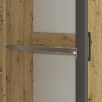 Rohová skříň KARIS - šířka 82 cm, bílá / antracit / dub artisan