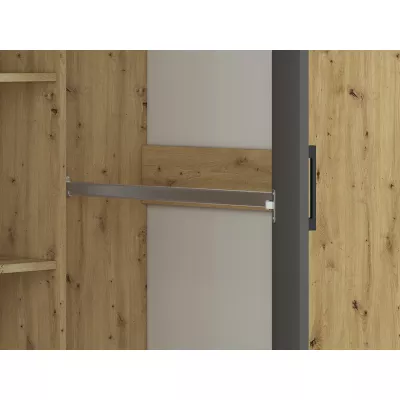 Rohová skříň KARIS - šířka 82 cm, bílá / antracit / dub artisan