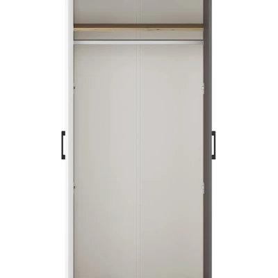 Úzká šatní skříň KARIS - šířka 80 cm, bílá / antracit / dub artisan
