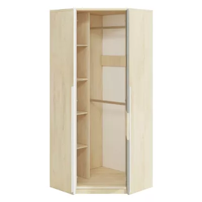 Rohová skříň INNES - šířka 82 cm, buk fjord / bílá / šedá platina