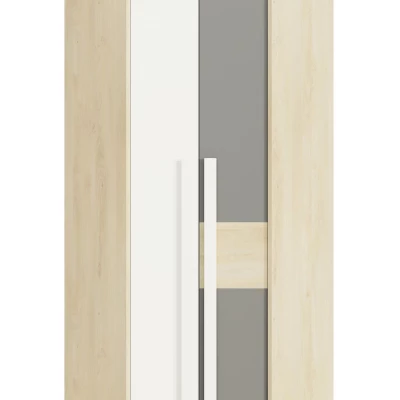 Rohová skříň INNES - šířka 82 cm, buk fjord / bílá / šedá platina