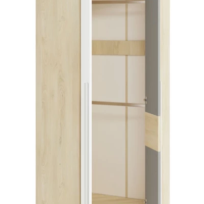 Rohová skříň INNES - šířka 82 cm, buk fjord / bílá / šedá platina