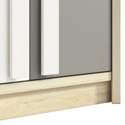 Rohová skříň INNES - šířka 82 cm, buk fjord / bílá / šedá platina