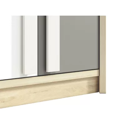 Rohová skříň INNES - šířka 82 cm, buk fjord / bílá / šedá platina