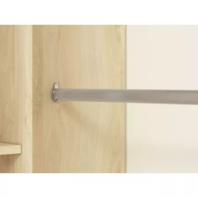 Rohová skříň INNES - šířka 82 cm, buk fjord / bílá / šedá platina