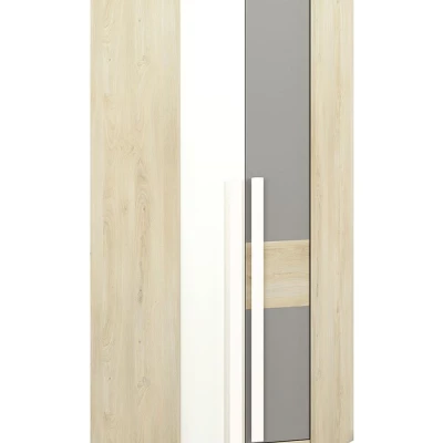 Rohová skříň INNES - šířka 82 cm, buk fjord / bílá / šedá platina