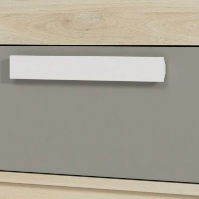 Úzká policová skříň INNES - šířka 55 cm, buk fjord / bílá / šedá platina