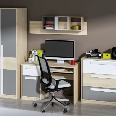 Velká komoda INNES - buk fjord / bílá / šedá platina