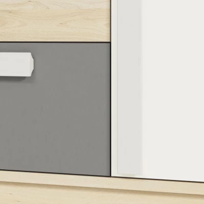 Velká komoda INNES - buk fjord / bílá / šedá platina