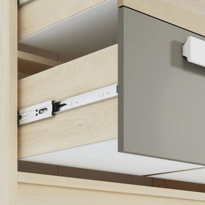 Velká komoda INNES - buk fjord / bílá / šedá platina