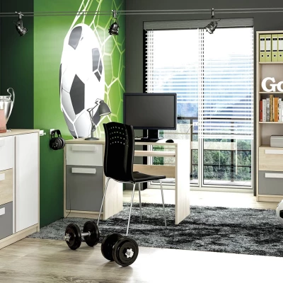 Velká komoda INNES - buk fjord / bílá / šedá platina