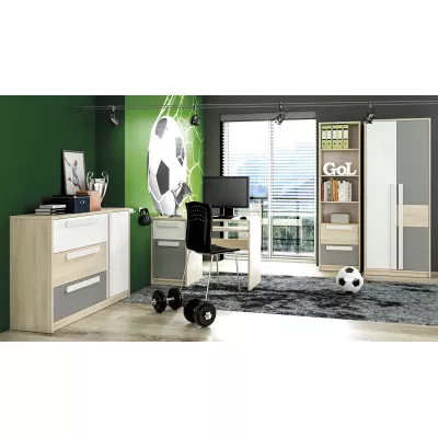 Velká komoda INNES - buk fjord / bílá / šedá platina