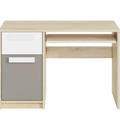 Počítačový stůl INNES - buk fjord / bílý / šedá platina