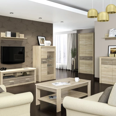 Šatní skříň KAELA - šířka 92 cm, světlý dub sonoma / sonoma lanýž