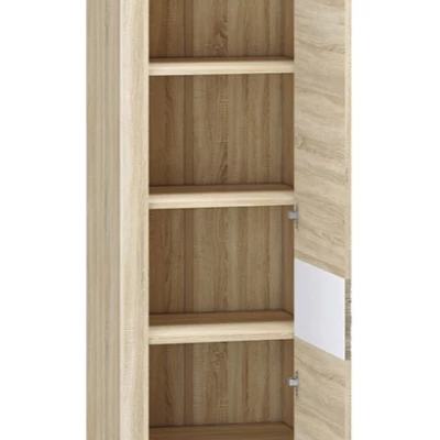 Úzká policová skříň KAELA - pravá, světlý dub sonoma / sonoma lanýž