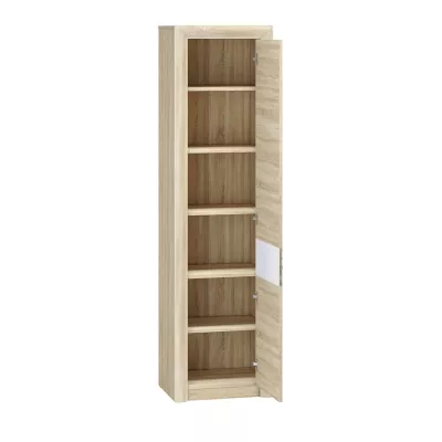 Úzká policová skříň KAELA - pravá, světlý dub sonoma / sonoma lanýž